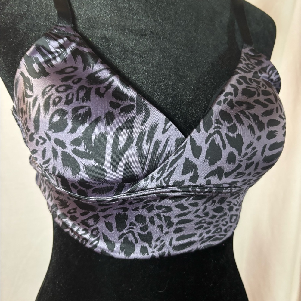 Purple Leopard Satin Bralette